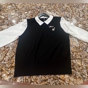 Karl Lagerfeld Black and White Tunic Top